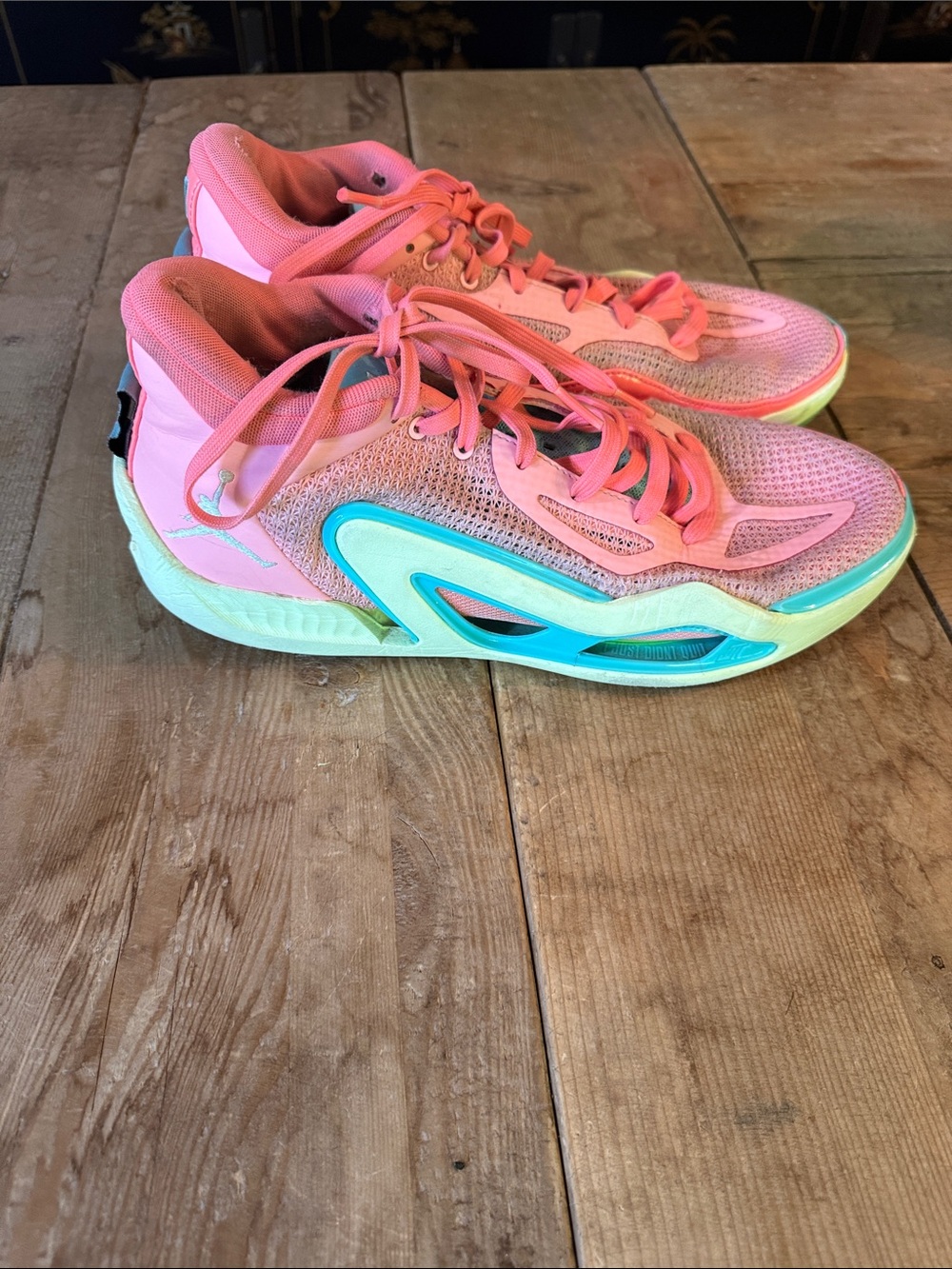 Jordan Men’s Pink and Aqua Athletic Sneakers